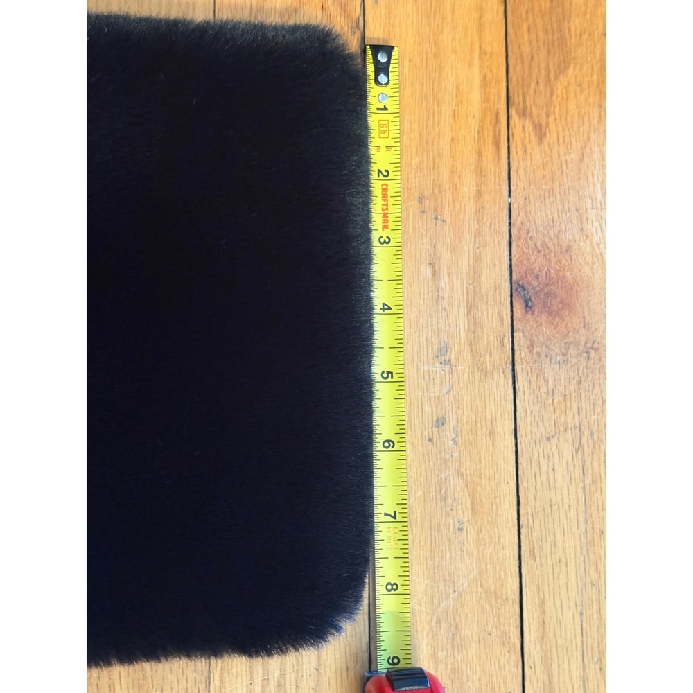 Black Faux Fur Stole Scarf with Leopard‎ Print Lining Pull Through Wrap - Picture 2 of 7
